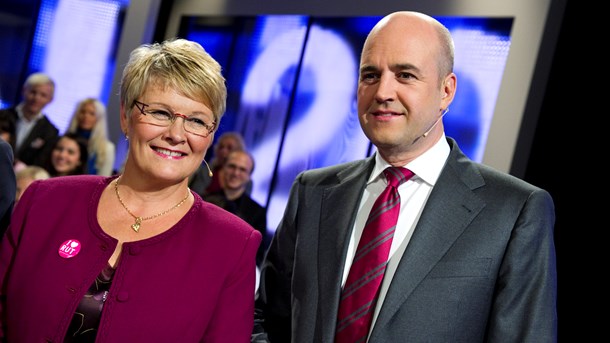 Alliansregeringen införde rut-avdrag. Här Maud Olofsson (C) och Fredrik Reinfeldt (M) inför valet 2010.