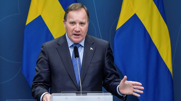Statsminister Stefan Löfven på pressträffen.