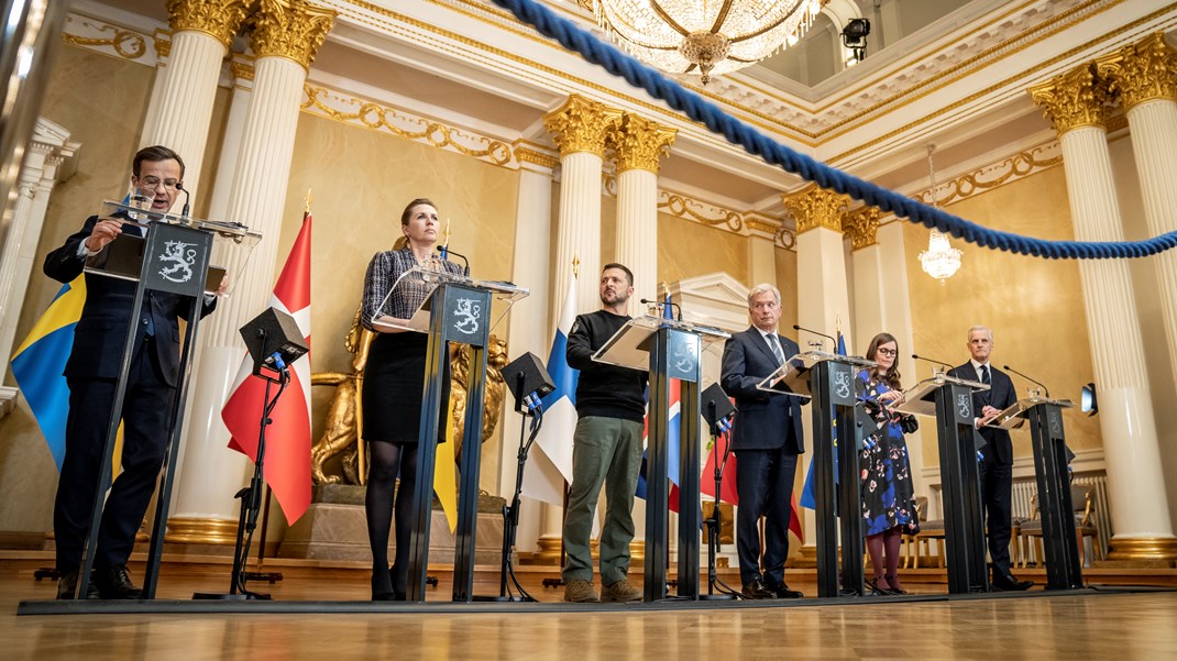 Ukrainas president Volodymyr Zelenskyj mötte de nordiska ledarna i Helsingfors i början av maj. 