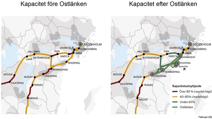 Flera kommunstyrelseordföranden, ett flertal regionpolitiker samt vd för Östsvenska Handelskammaren hävdar i en debattartikel 1 april att&nbsp;järnvägssträckorna mellan Stockholm och Linköping (via Katrineholm eller Nyköping) är ”rödmarkerade” i kapacitet. Påståendet stämmer inte och bevisas av Trafikverkets egna kartor, skriver debattörerna.&nbsp;